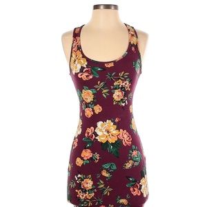 AMBIANCE Burgundy Floral Casual Mini Dress